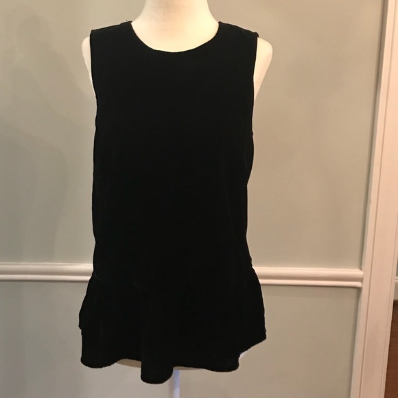 Black J.Crew Velvet Peplum Top Size 2 - Picture 1 of 4